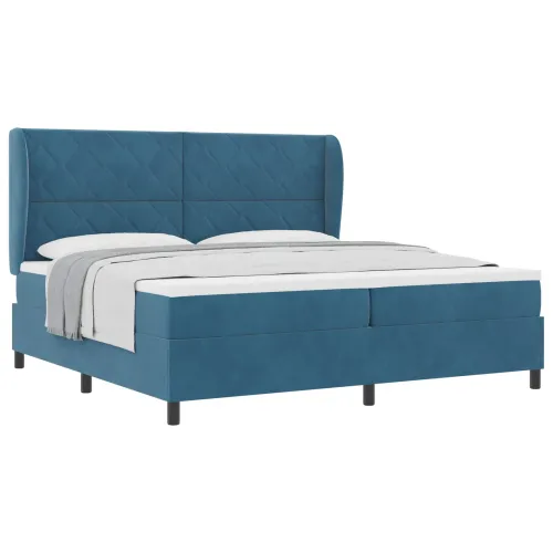 Box spring krevet Tamno plava 200 x 200 cm Baršun - Tamno plava 200 x 200 cm Dizajn s rombovima Cijena