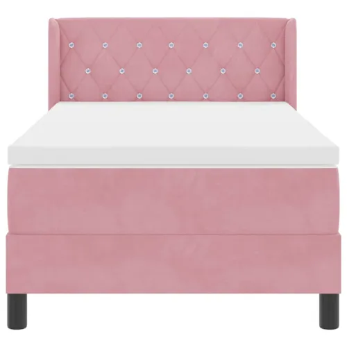 Box spring krevet Ružičasta 200 x 100 cm Baršun - Ružičasta 100 x 200 cm Kristal s dugmadima Cijena