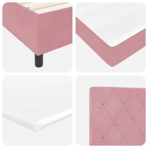 Box spring krevet s madracem Ružičasta 100 x 200 cm Baršun - Ružičasta 100 x 200 cm Kristal s dugmadima Cijena