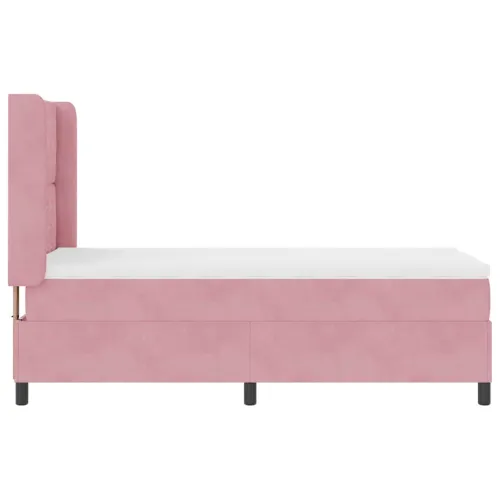 Box spring krevet s madracem Ružičasta 100 x 200 cm Baršun - Ružičasta 100 x 200 cm Kristal s dugmadima Cijena