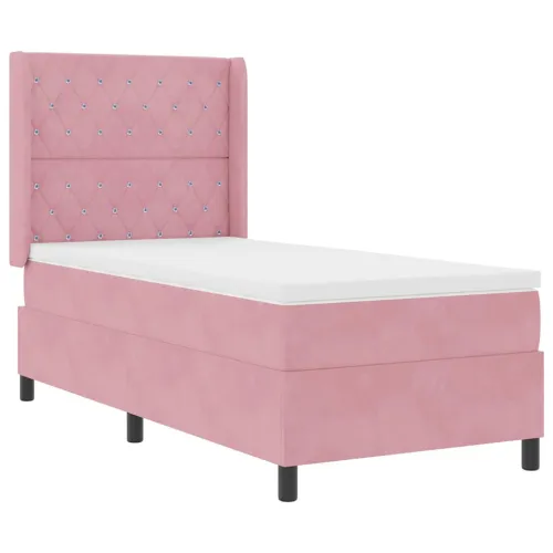 Box spring krevet s madracem Ružičasta 100 x 200 cm Baršun - Ružičasta 100 x 200 cm Kristal s dugmadima Cijena