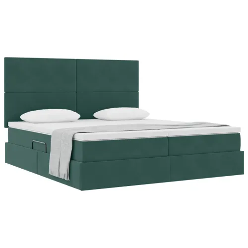 Krevet s od storage s pohranom Tamnozelena 200 x 200 cm Baršun - Tamnozelena 200 x 200 cm Gladak dizajn Cijena