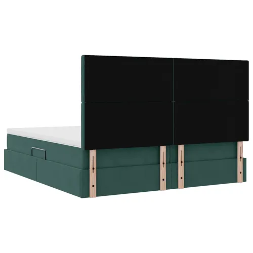Krevet s od storage s pohranom Tamnozelena 200 x 200 cm Baršun - Tamnozelena 200 x 200 cm Gumbi Cijena