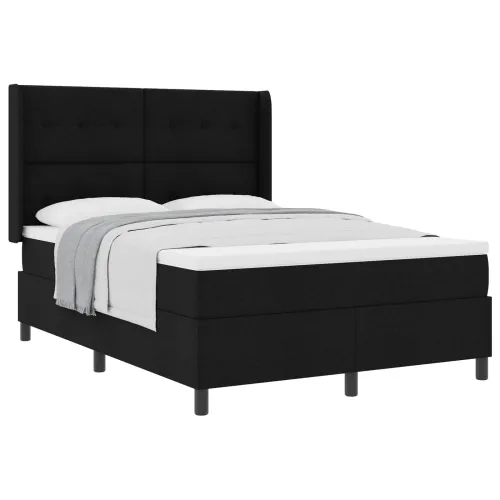 Box spring krevet s jastukom Crna 190 x 140 cm tkanina - Crna 140 x 190 cm Prošiveno gumbima Cijena