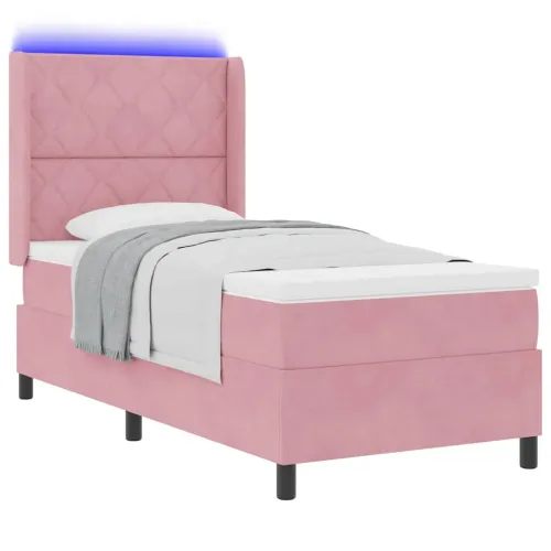 Box spring krevet Ružičasta 90 x 200 cm Baršun - Ružičasta 90 x 200 cm Dizajn s rombovima Cijena