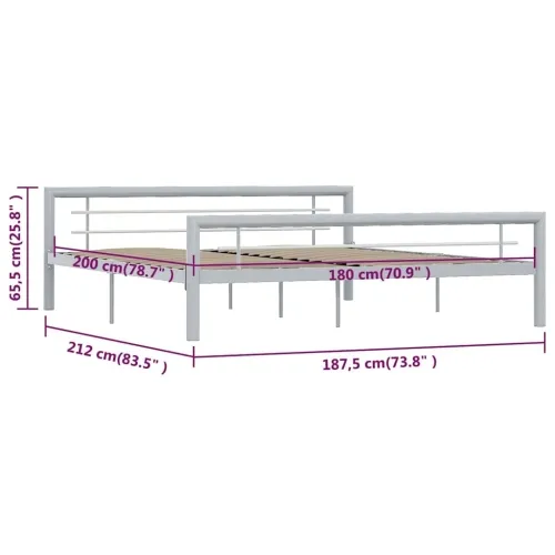 Okvir za krevet sivo-bijeli metalni 180 x 200 cm - Siva i bijela 180 x 200 cm Cijena
