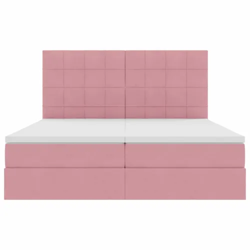 Krevet s od storage s uzglavljem Ružičasta 180 x 200 cm Baršun - Ružičasta 180 x 200 cm Blok sa kvadratićima Cijena
