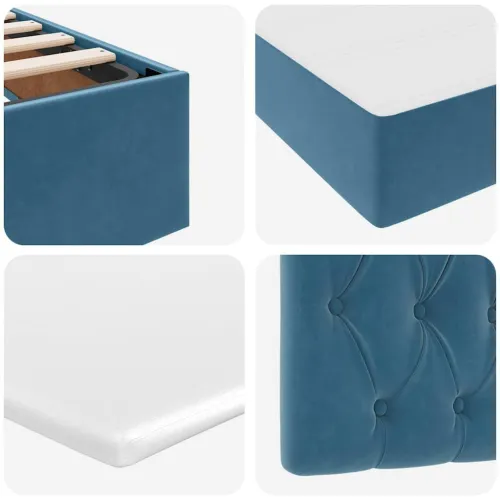 Krevet s od storage s pohranom Tamno plava 180 x 200 cm Baršun - Tamno plava 180 x 200 cm Dizajn s jastučićima Cijena