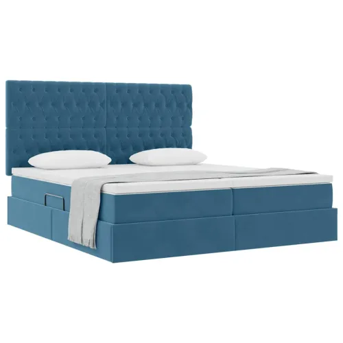 Krevet s od storage s pohranom Tamno plava 180 x 200 cm Baršun - Tamno plava 180 x 200 cm Dizajn s jastučićima Cijena