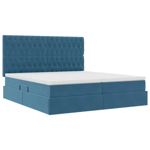 Krevet s od storage s pohranom Tamno plava 180 x 200 cm Baršun - Tamno plava 180 x 200 cm Dizajn s jastučićima Cijena