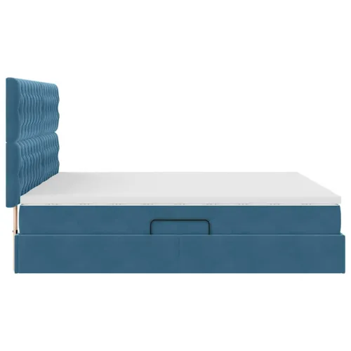 Krevet s od storage s pohranom Tamno plava 180 x 200 cm Baršun - Tamno plava 180 x 200 cm Dizajn s jastučićima Cijena