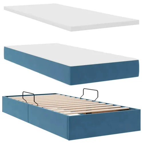 Krevet s od storage s pohranom Tamno plava 180 x 200 cm Baršun - Tamno plava 180 x 200 cm Dizajn s jastučićima Cijena