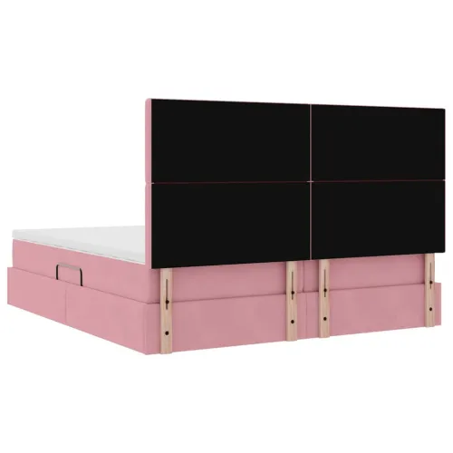 Krevet s od storage s uzglavljem Ružičasta 180 x 200 cm Baršun - Ružičasta 180 x 200 cm Gumbi Cijena