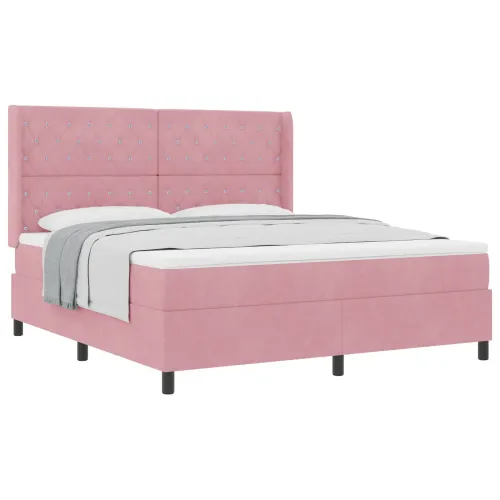 Box spring krevet s madracem Ružičasta 180 x 200 cm Baršun - Ružičasta 180 x 200 cm Kristal s dugmadima Cijena