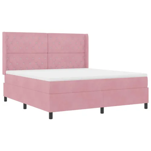 Box spring krevet s madracem Ružičasta 180 x 200 cm Baršun - Ružičasta 180 x 200 cm Kristal s dugmadima Cijena