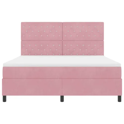 LED Box Spring Krevet s madracem Ružičasta 180 x 200 cm Baršun - Ružičasta 180 x 200 cm Kristal s dugmadima Cijena