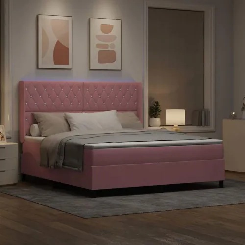 Box spring krevet s madracem Ružičasta 180 x 200 cm Baršun - Ružičasta 180 x 200 cm Kristal s dugmadima Cijena