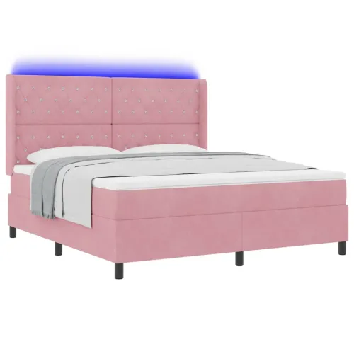 Box spring krevet s madracem Ružičasta 180 x 200 cm Baršun - Ružičasta 180 x 200 cm Kristal s dugmadima Cijena