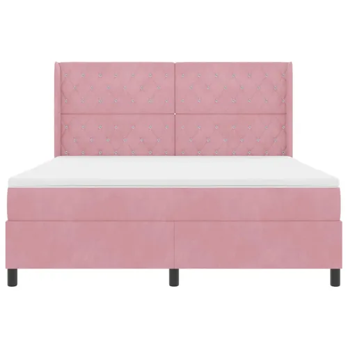 Box spring krevet s madracem Ružičasta 180 x 200 cm Baršun - Ružičasta 180 x 200 cm Kristal s dugmadima Cijena