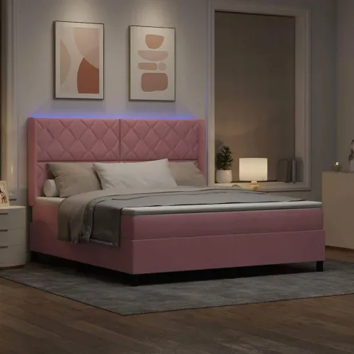 Box spring krevet Ružičasta 180 x 200 cm Baršun - Ružičasta 180 x 200 cm Dizajn s rombovima Cijena