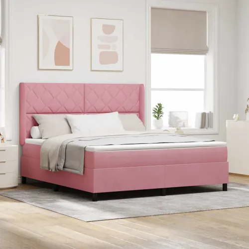 Box spring krevet Ružičasta 180 x 200 cm Baršun - Ružičasta 180 x 200 cm Dizajn s rombovima Cijena
