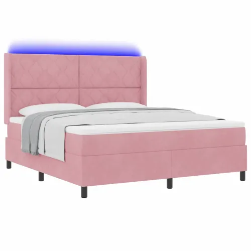 Box spring krevet Ružičasta 180 x 200 cm Baršun - Ružičasta 180 x 200 cm Dizajn s rombovima Cijena