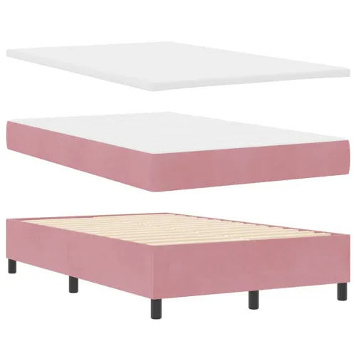 Box spring krevet Ružičasta 120 x 190 cm Baršun - Ružičasta 120 x 190 cm Prošiveno gumbima Cijena
