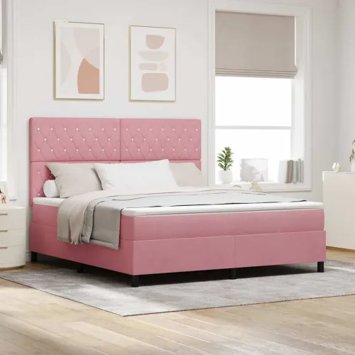 Box spring krevet s madracem Ružičasta 180 x 200 cm Baršun - Ružičasta 180 x 200 cm Kristal s dugmadima Cijena