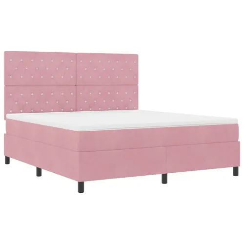 Box spring krevet s madracem Ružičasta 180 x 200 cm Baršun - Ružičasta 180 x 200 cm Kristal s dugmadima Cijena