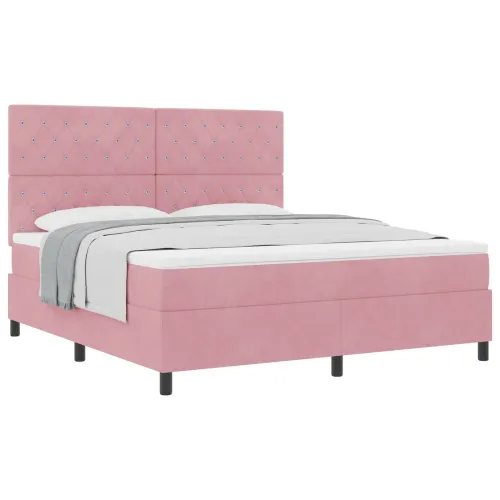 Box spring krevet s madracem Ružičasta 180 x 200 cm Baršun - Ružičasta 180 x 200 cm Kristal s dugmadima Cijena