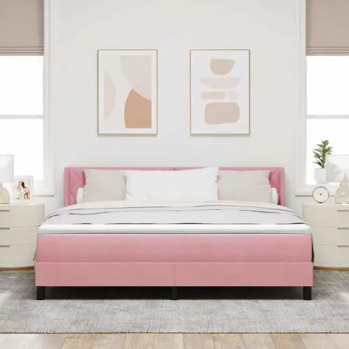 Box spring krevet Ružičasta 200 x 180 cm Baršun - Ružičasta 180 x 200 cm Dizajn s rombovima Cijena