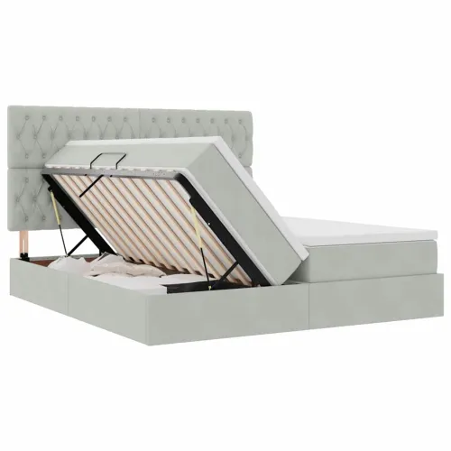 Krevet s od storage Svijetlo siva 180 x 200 cm Baršun - Svjetlosiva 180 x 200 cm Dizajn s jastučićima Cijena
