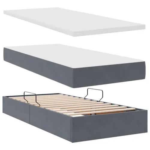 Krevet s od storage s uzglavljem Tamno siva 180 x 200 cm Baršun - Tamno siva 180 x 200 cm Gumbi Cijena