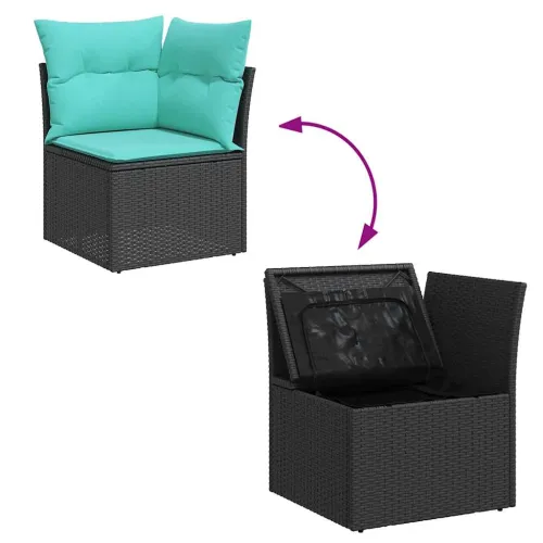 Vrtna garnitura - 7-dijelni set vrtnih sofa od poliratana s jastucima crni - Crna 1 Cijena