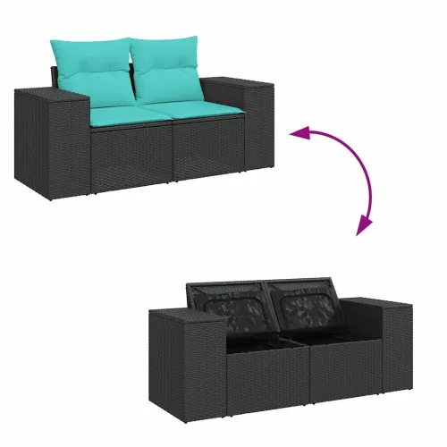 Vrtna garnitura - 7-dijelni set vrtnih sofa od poliratana s jastucima crni - Crna 1 Cijena