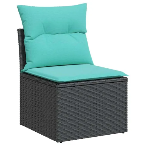 Vrtna garnitura - 7-dijelni set vrtnih sofa od poliratana s jastucima crni - Crna 1 Cijena