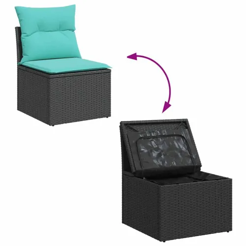 Vrtna garnitura - 7-dijelni set vrtnih sofa od poliratana s jastucima crni - Crna 1 Cijena