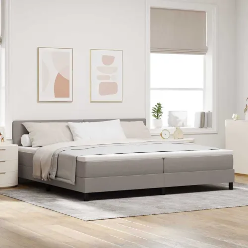 Box spring krevet Sivo-smeđa 200 x 200 cm tkanina - Sivo-smeđa 200 x 200 cm Prošiveno gumbima Cijena