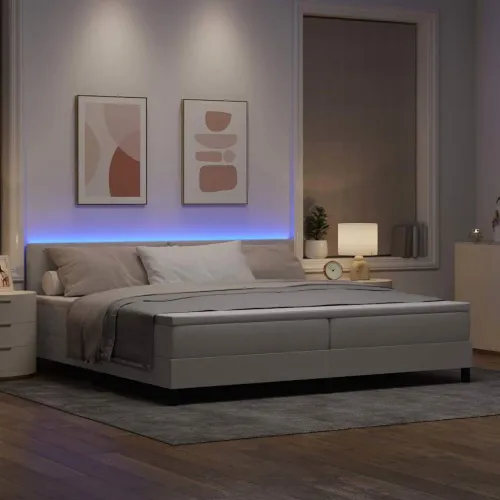 Box spring krevet Sivo-smeđa 200 x 200 cm tkanina - Sivo-smeđa 200 x 200 cm Prošiveno gumbima Cijena