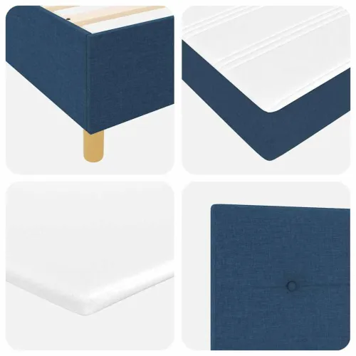 Box spring krevet s LED trakama Plava 200 x 200 cm tkanina - Plava 200 x 200 cm Prošiveno gumbima Cijena