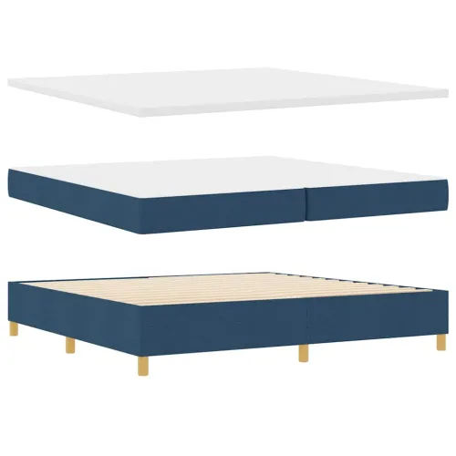 Box spring krevet s LED trakama Plava 200 x 200 cm tkanina - Plava 200 x 200 cm Prošiveno gumbima Cijena
