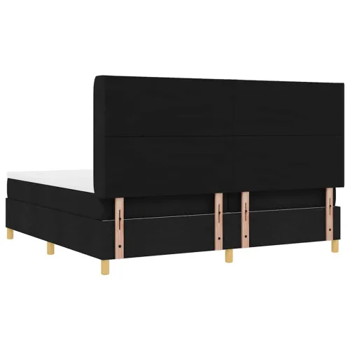 Box spring krevet s LED trakama Crna 200 x 200 cm tkanina - Crna 200 x 200 cm Dizajn s rombovima Cijena