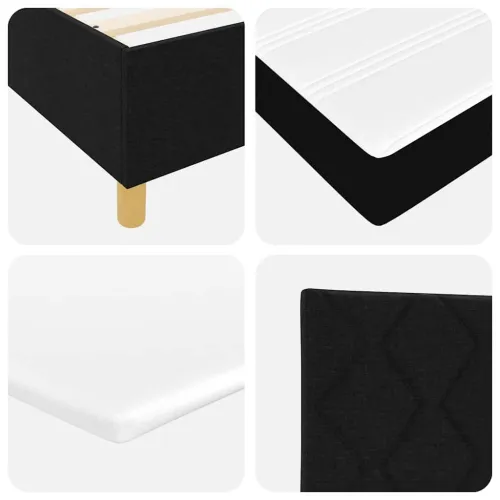Box spring krevet s LED trakama Crna 200 x 200 cm tkanina - Crna 200 x 200 cm Dizajn s rombovima Cijena