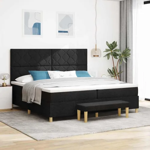Box spring krevet s uzglavljem Crna 200 x 200 cm tkanina - Crna 200 x 200 cm Dizajn s rombovima Cijena