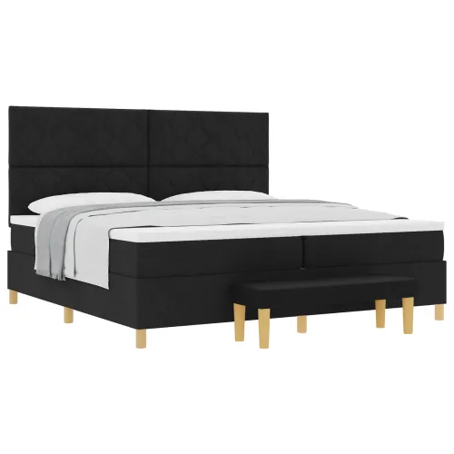 Box spring krevet s uzglavljem Crna 200 x 200 cm tkanina - Crna 200 x 200 cm Dizajn s rombovima Cijena