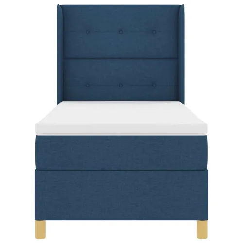 Box spring krevet s uzglavljem Plava 100 x 200 cm tkanina - Plava 100 x 200 cm Prošiveno gumbima Cijena