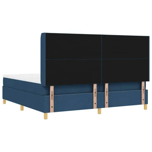 Box spring krevet s uzglavljem Plava 200 x 200 cm tkanina - Plava 200 x 200 cm Dizajn s rombovima Cijena