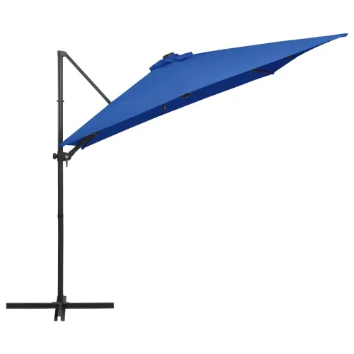 Konzolni vrtni suncobran s čeličnim stupom LED 250x250cm azurni - Azurnoplava Cijena