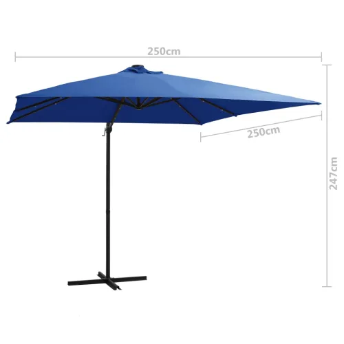 Konzolni vrtni suncobran s čeličnim stupom LED 250x250cm azurni - Azurnoplava Cijena