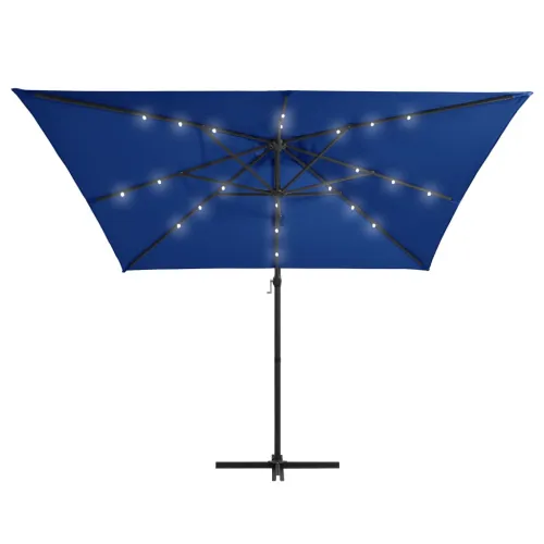 Konzolni vrtni suncobran s čeličnim stupom LED 250x250cm azurni - Azurnoplava Cijena